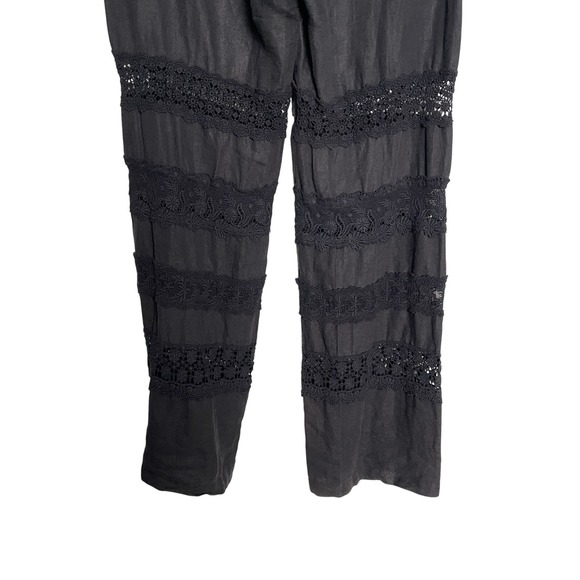 Johnny Was Womens 100% Linen Lace Lightweight Pants Size M Black - Picture 12 of 12